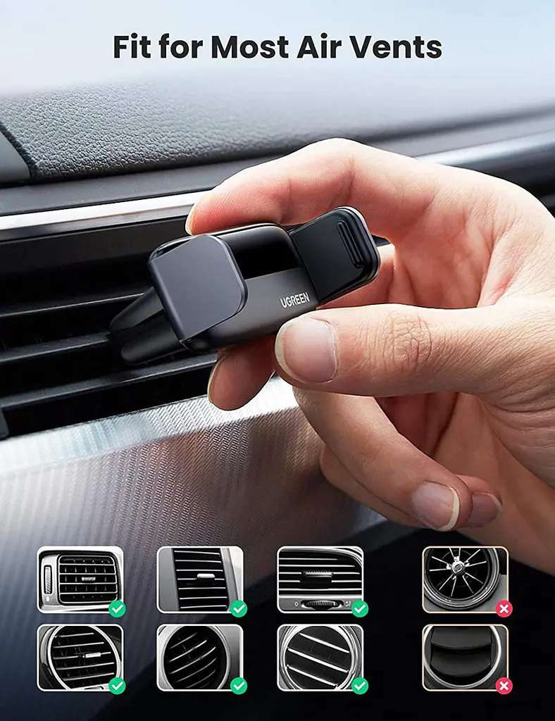 Автомобільне кріплення для смартфона 4.7-7.2 (На решітку) LP120 Ugreen Косм. Сіре - фото 3