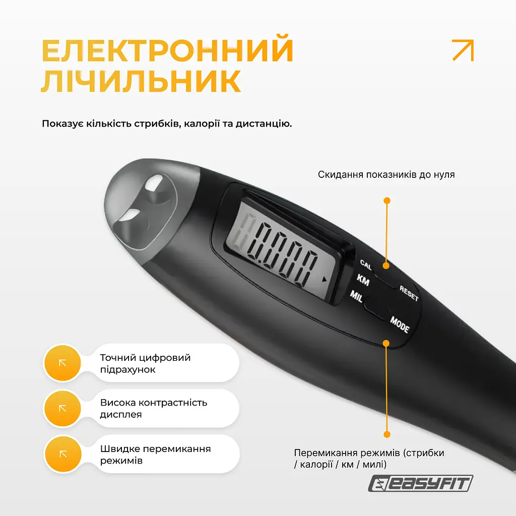 Скакалка с счетчиком EasyFit TwinRope скоростная 2,8 м черный-серый - фото 5