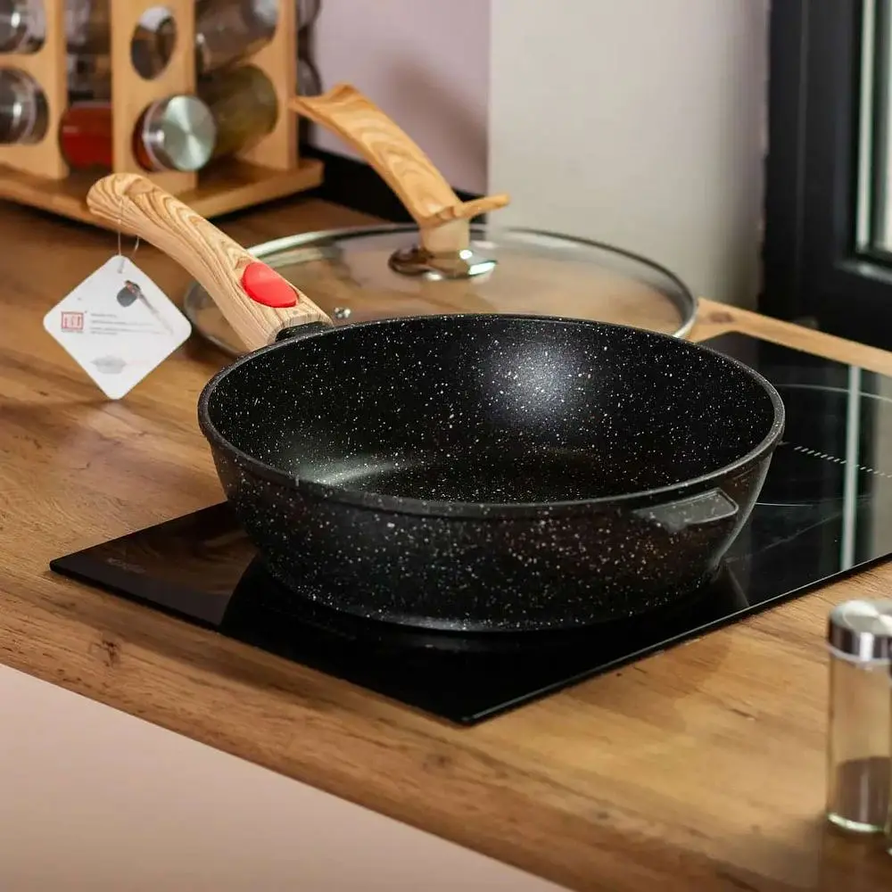 Сковорода універсальна MGC алюмінієва 28 см зі знімною ручкою, чорний MGC HP-4-465B - фото 2