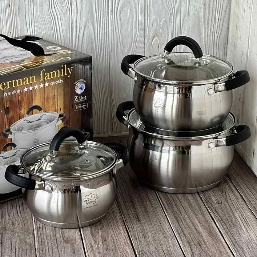 Набір каструль із нержавіючої сталі XPRO GF-2044 з термостійкими кришками (40373-GF-2044_1294) - фото 8