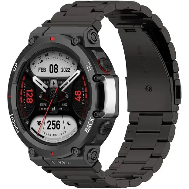 Ремешок DK для Xiaomi Amazfit T-Rex 2 (A2169) Metal Fitlink Steel Band (black) - фото 4