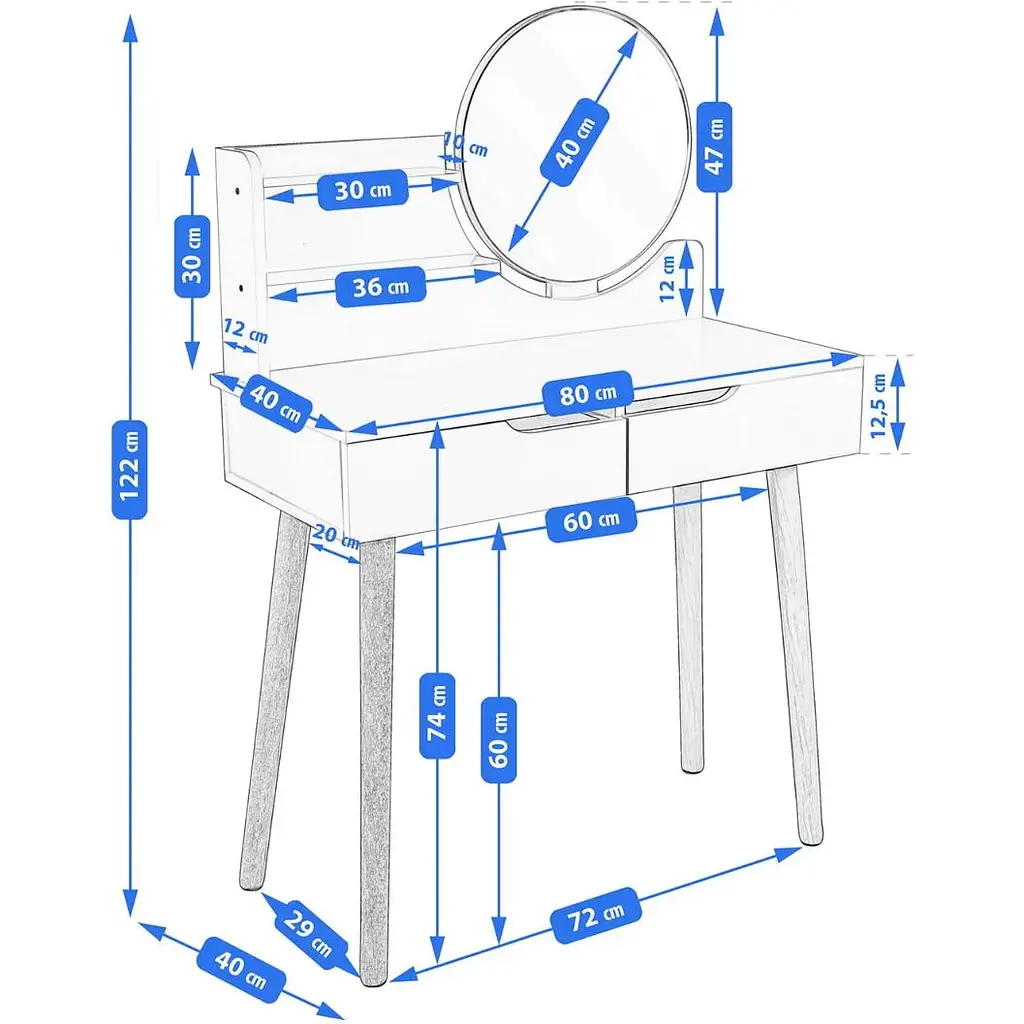 Туалетний столик Jumi Scandi + крісло Saida сірий - фото 9