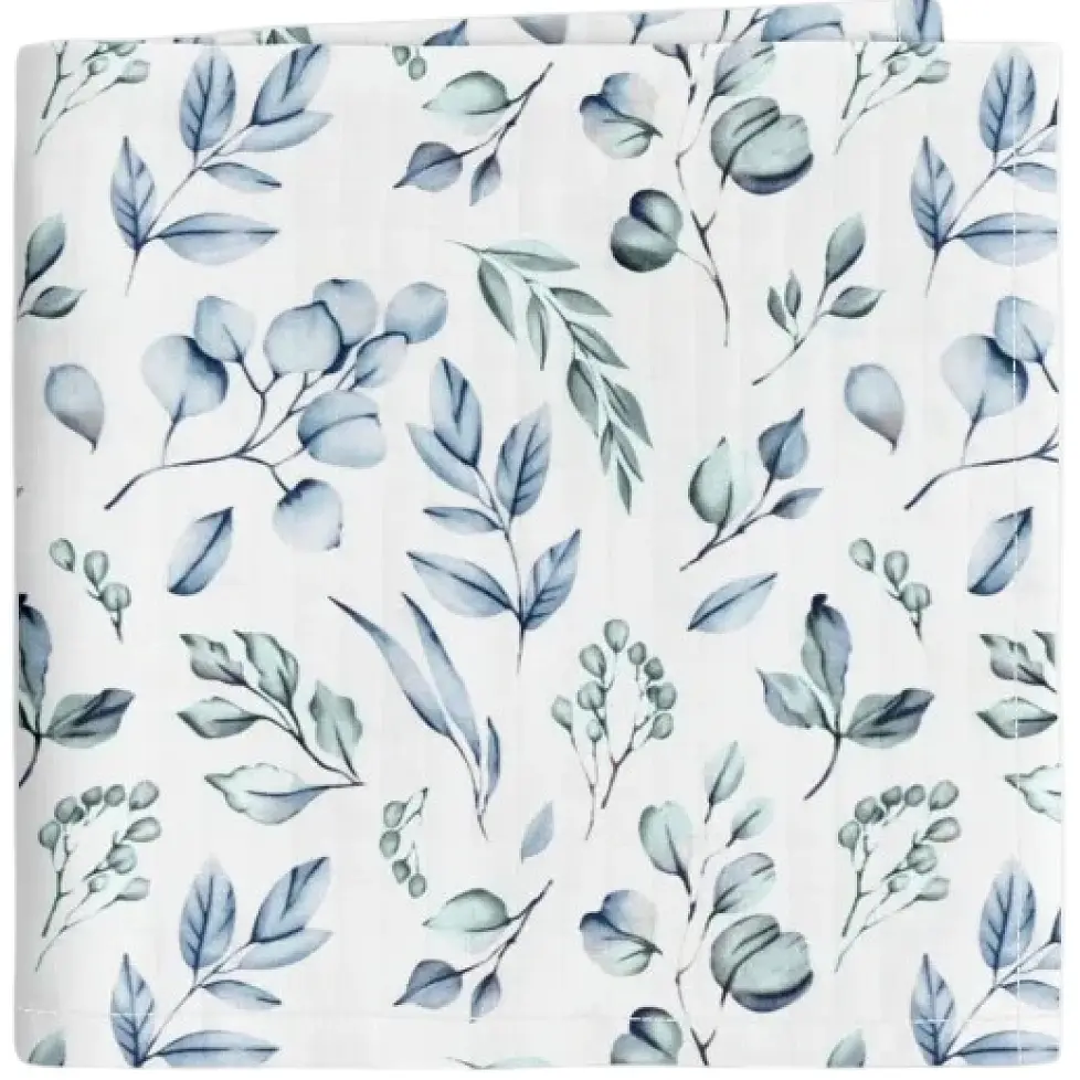 Муслінова пелюшка Cosas Flowers CS2 110х150 см біла з блакитним (MuslinDiapers_FoliageBlueMint_110x150)