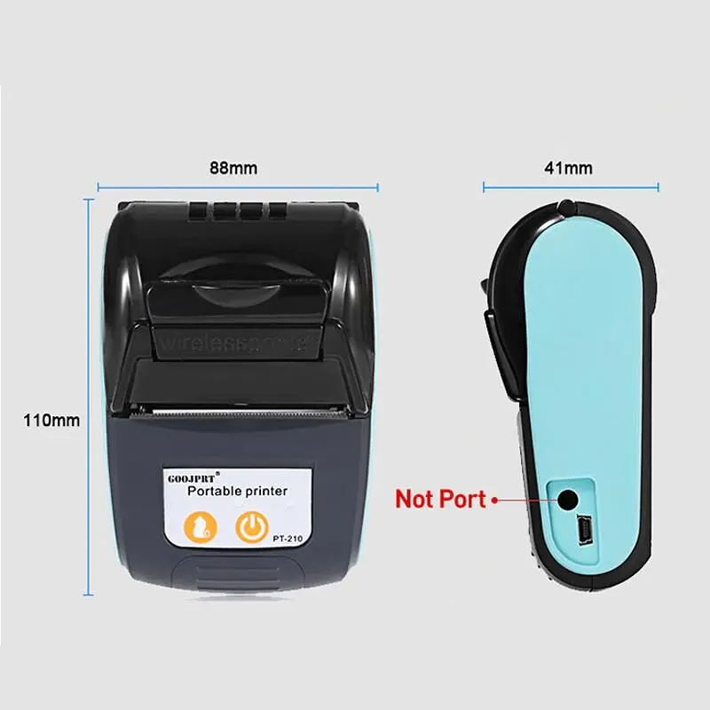 Мобильный термопринтер для смартфона bluetooth Goojprt PT-210, pos принтер + чехол, голубой (100621) - фото 4