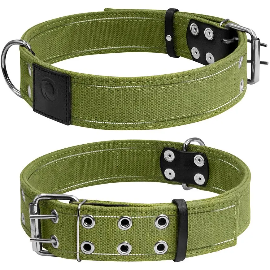 Ошейник для собак Collar, хлопчатобумажный, двойной, 56-71x4,5 см, зеленый - фото 3