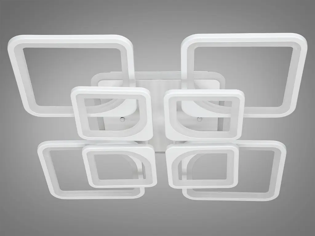 Стельова LED-люстра Diasha 8060/4+4WH 165W, Ø60x14 см, 3 кольори світла, диммер, пульт - фото 6