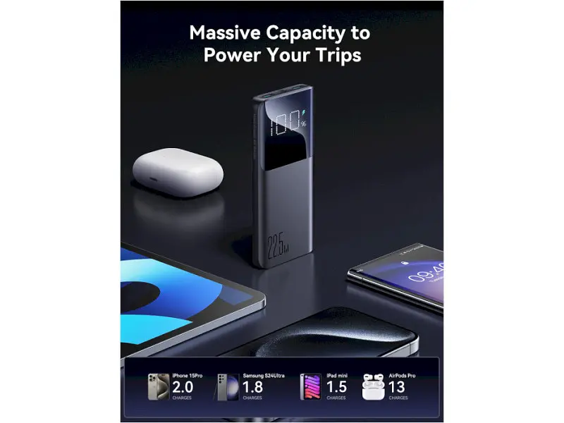 Зовнішній акумулятор (Power Bank) Joyroom JR-QP191 LED Display Quick Charge 22.5W 10000 mAh Black - фото 3