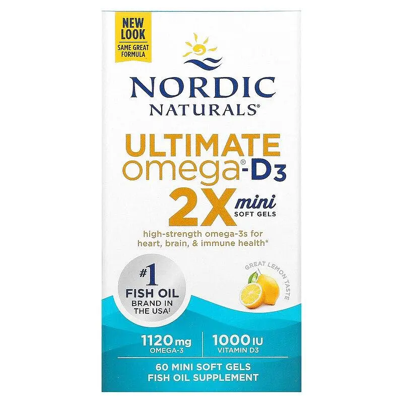 Риб'ячий жир з вітаміном Д3 Nordic Naturals Ultimate Omega 2X 60 гел міні капс лимон - фото 2