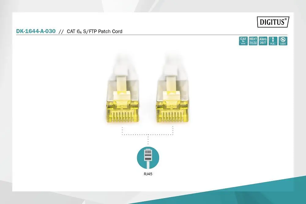 Патч-корд Assmann CAT 6A S-FTP, Cu, LSZH AWG 26/7, 3 м DK-1644-A-030 Gray - фото 2