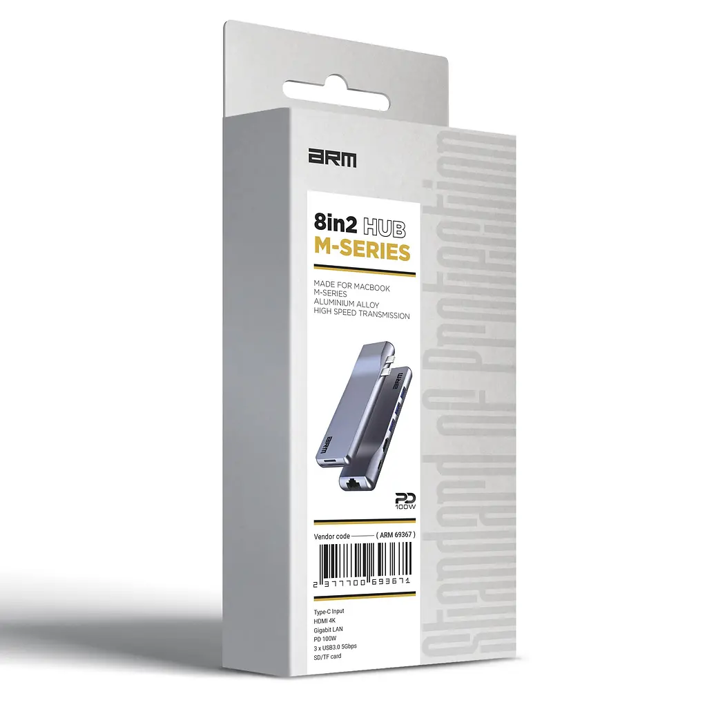 Хаб USB-C ArmorStandart For MacBook M-Series HD4K+LAN+PD+3USB+TF/SDcard Grey (ARM69367) - фото 3