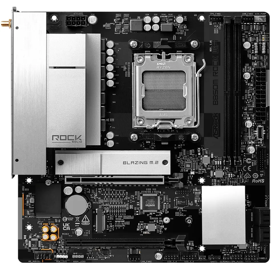 ASRock B850M ROCK WIFI (AM5/B850, 2*DDR5, PCIex16, HDMI/DP, 4xSATAIII,2xM.2, 2.5GLan, mATX) - фото 6