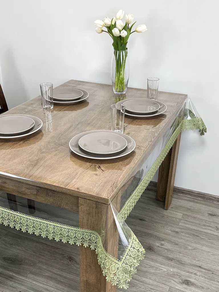 Силиконовая скатерть с оливковым кружевом Арфа 7 см 260х200 см - фото 9