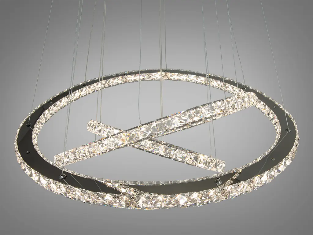 Люстра стельова LED Diasha 7201-9W/750+580+400HR 105W, 75 см, з пультом, IP20, сучасний стиль, дизайнерська кристалічна - фото 3