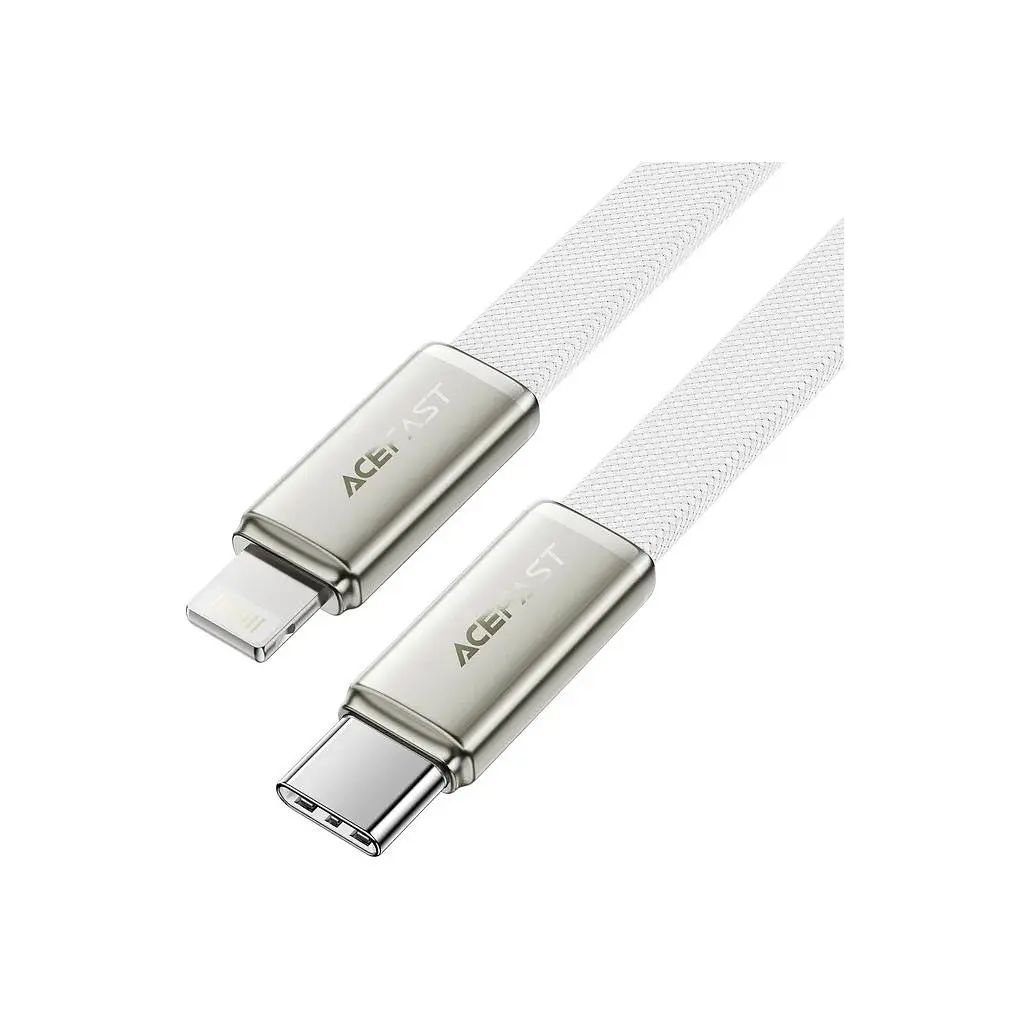 Дата кабель USB 2.0 AM to Lightning 1.2m 30W nylon white Acefast (6974316286240) - фото 3