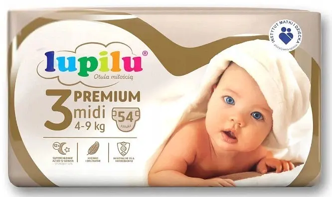 Підгузники Lupilu Premium Midi Розмір 3, Вага 4-9 кг, 54 шт