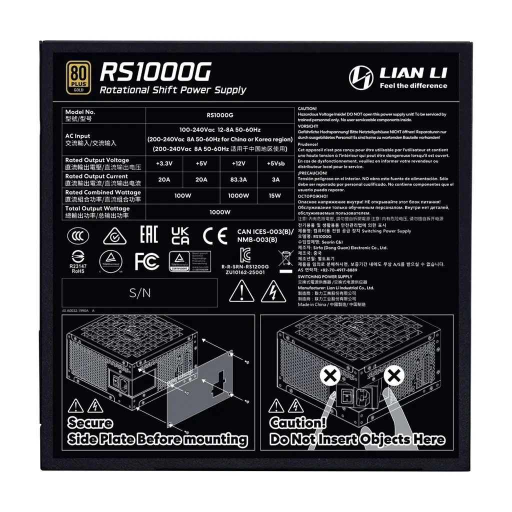 Блок живлення Lian Li 1000W (G9P.RS1000G.B000.EU) - фото 5