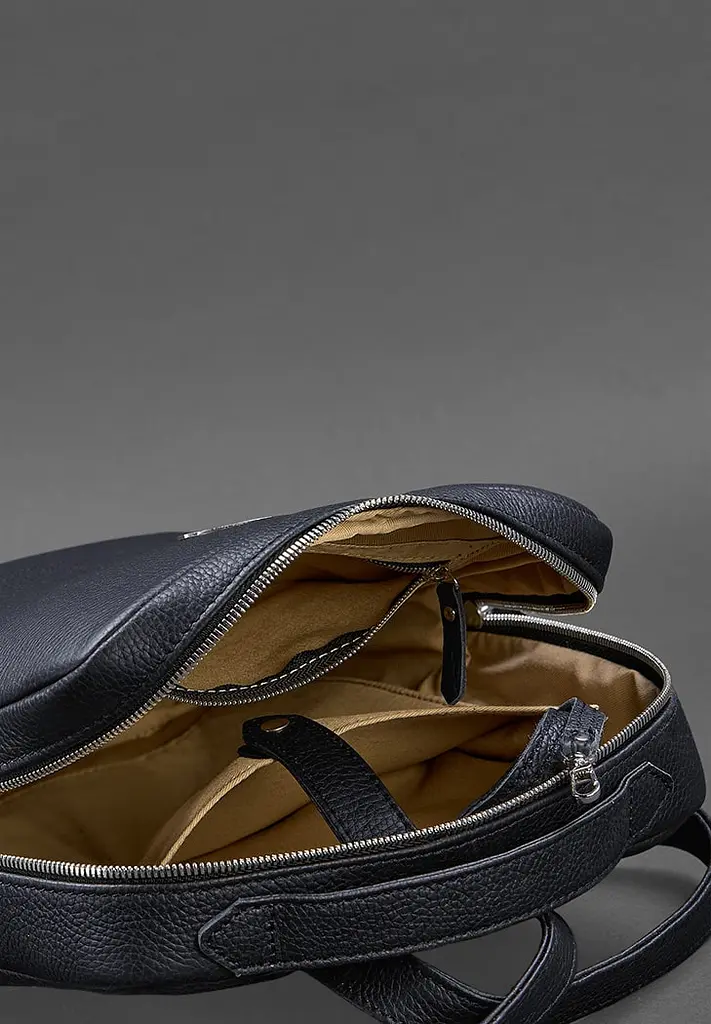 Шкіряний міський жіночий рюкзак на блискавці Cooper темно-синій флотар - фото 6