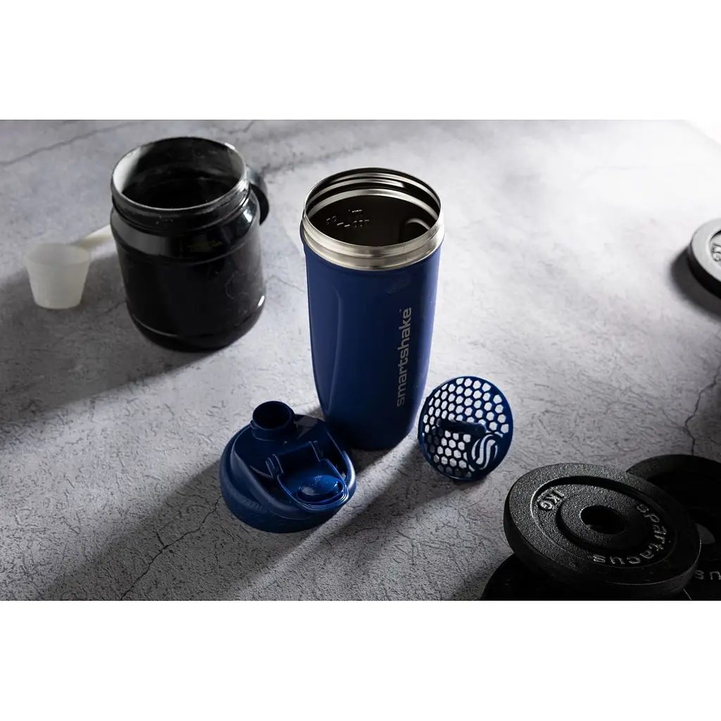 Шейкер спортивный Smart Shake Reforce Stainless Steel Navy Blue 900 мл - фото 3