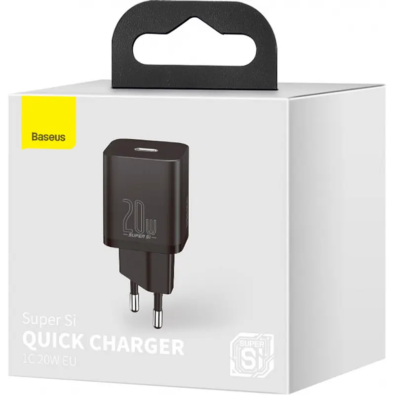 Сетевое зарядное устройство для Baseus Super Silicone PD Charger 1Type-C 20W CCSUP-B01 Black - фото 5