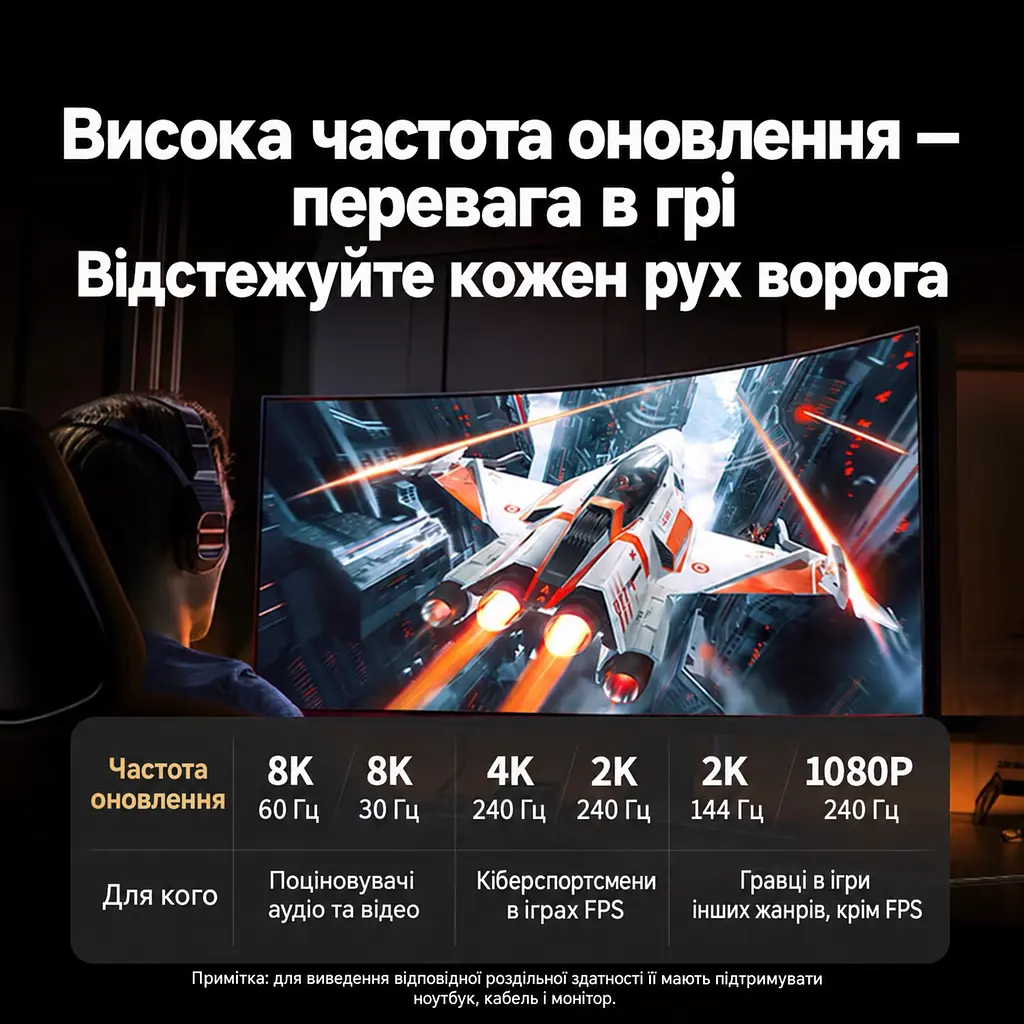 USB-C хаб UGREEN CM478 док-станція 5 в 1 HDMI 2.1 до 8K 60 Гц і 4K 240 Гц також 2K 240/144 Гц та 1080p 240 Гц 3 USB-A 2.0 вхід USB-C PD 3.0 до 100 Вт наскрізне заряджання для HDMI потрібен USB-C з DisplayPort Alt Mode режими потребують підтримки пристроєм кабелем і дисплеєм Plug and Play без драйвера хаба динамічний HDR Dolby Atmos колір 12 біт вбудований кабель в обплетенні близько 20 см космічний сірий (55611) - фото 6