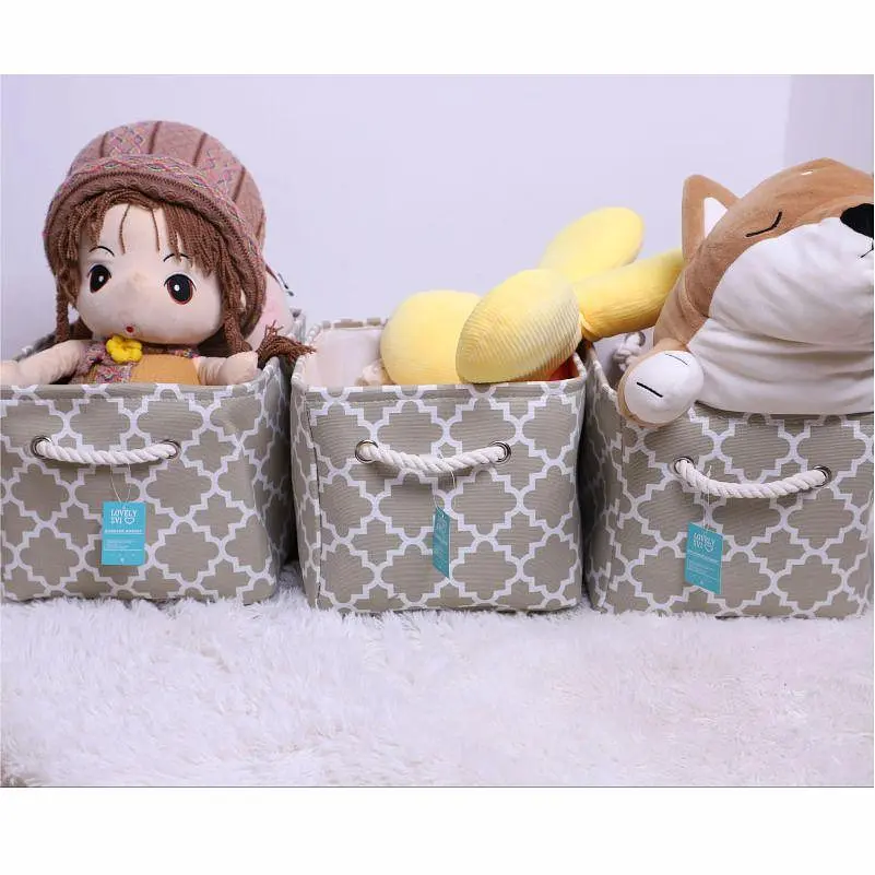 Корзины Органайзеры Lovely Svi для хранения белья, одежды, косметики, книг, игрушек 3 шт. 38×28×24 см бежевые (201257) - фото 5