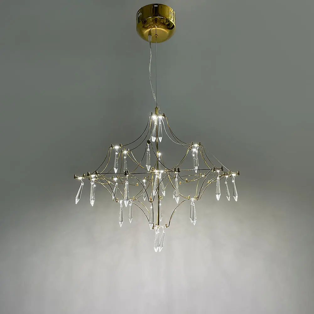 Невесомая золотая Led люстра d60 см Ст. MJ 156-600 Titanium | Line F - фото 4