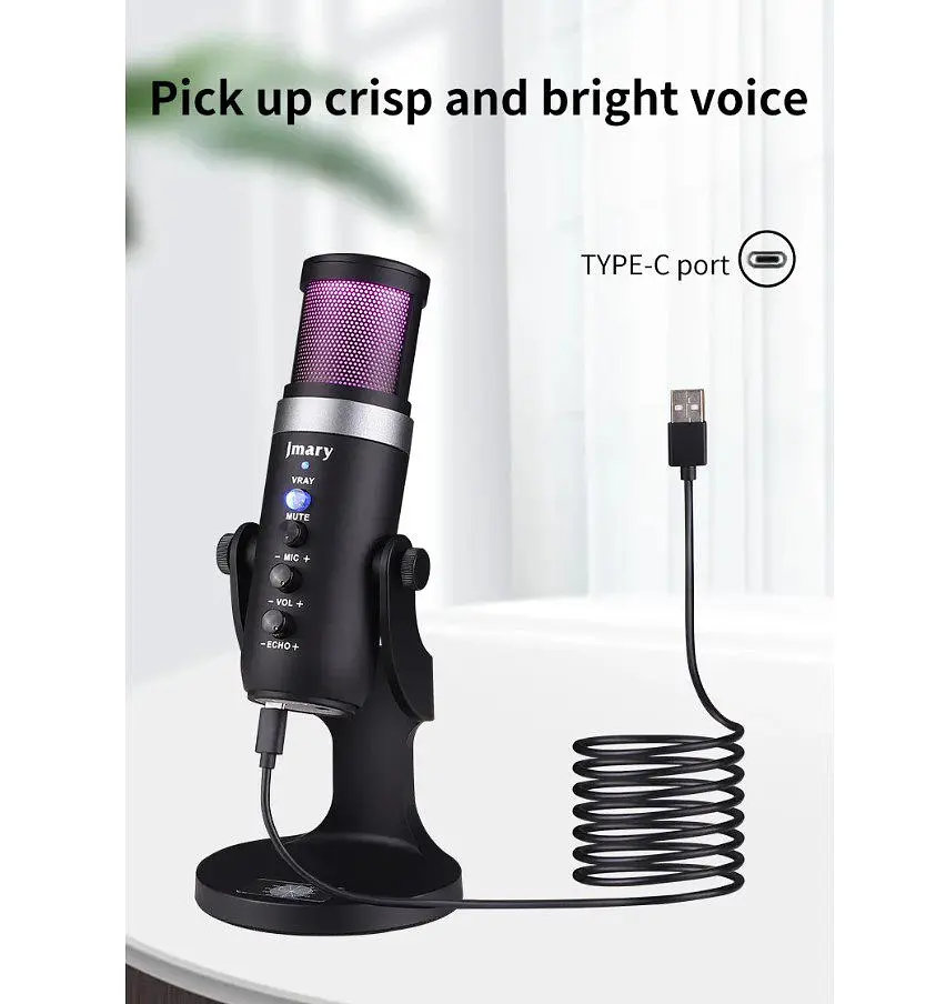 Професійний студійний конденсаторний мікрофон Jmary MCPW9 USB Black - фото 9