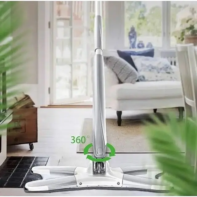 Швабра бабочка лентяйка X-type mop с автоотжимом, телескопической ручкой и насадкой из микрофибры - фото 2