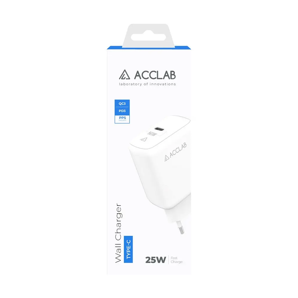 Зарядний пристрій ACCLAB AL-TC125 1xUSB-C, 5 В / 3 А, 25 Вт, QC/PD 3.0 (1283126538841) - фото 2