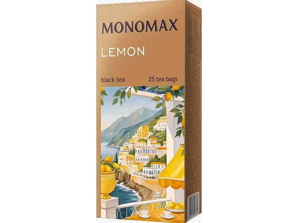 Чай пакетований чорний Мономах чорний в індив. конвертах LEMON 25 пакетиків