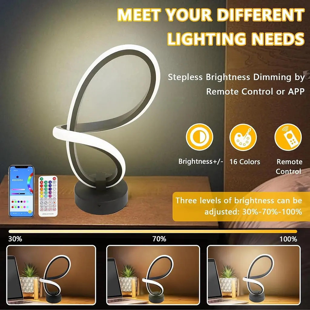 Приліжкова лампа TECKZOON спіральна RGB управління додатком музичний режим - фото 5