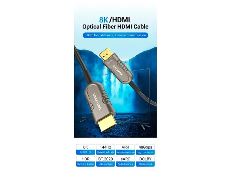 Кабель Vention HDMI to HDMI V2.1 60m Black (ALBBAE) - фото 3