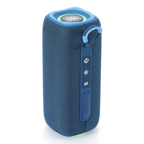 Портативна акумуляторна колонка 16W Bluetooth BT/USB/TF/FM з ремінцем та світломузикою 18см TG 654 синя - фото 2