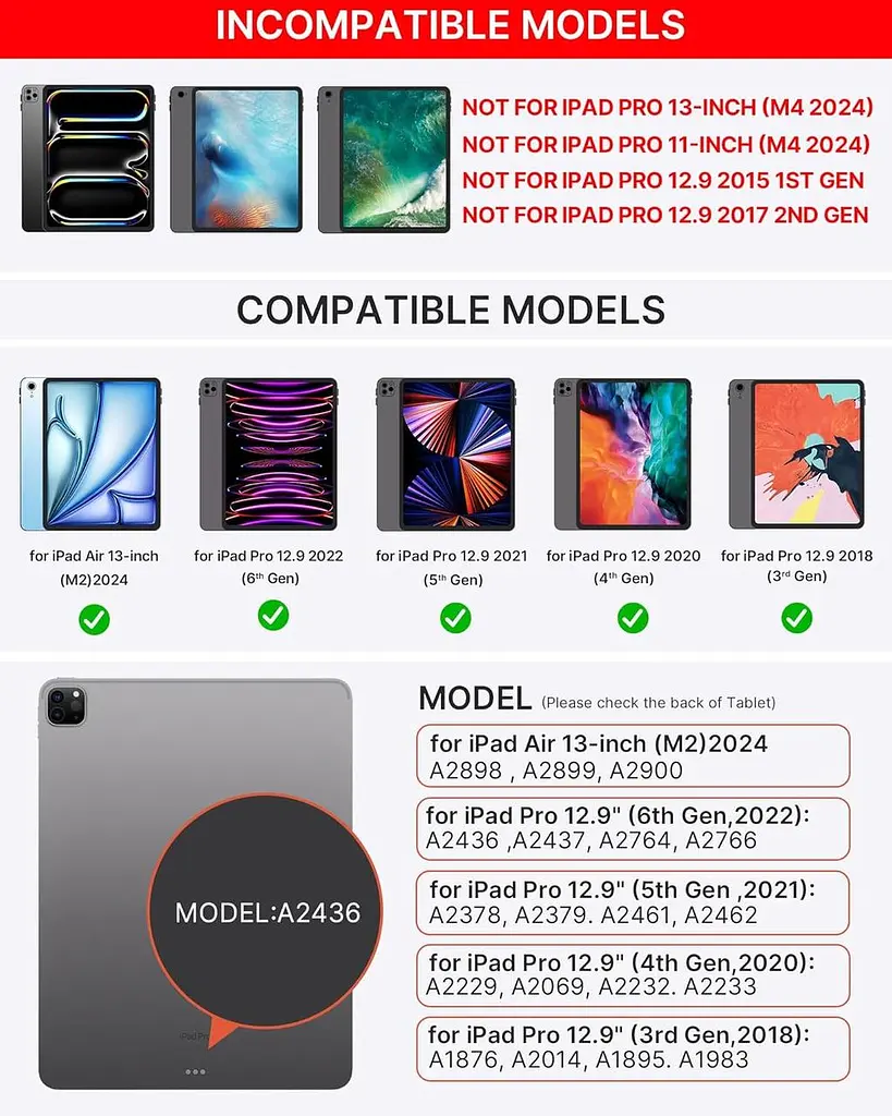 Чохол-клавіатура для iPad Air 13 та iPad Pro 12,9, 6, 5, 4-го, 3-го покоління, Magic Keyboard для iPad Pro 12,9, магнітний чохол - фото 5
