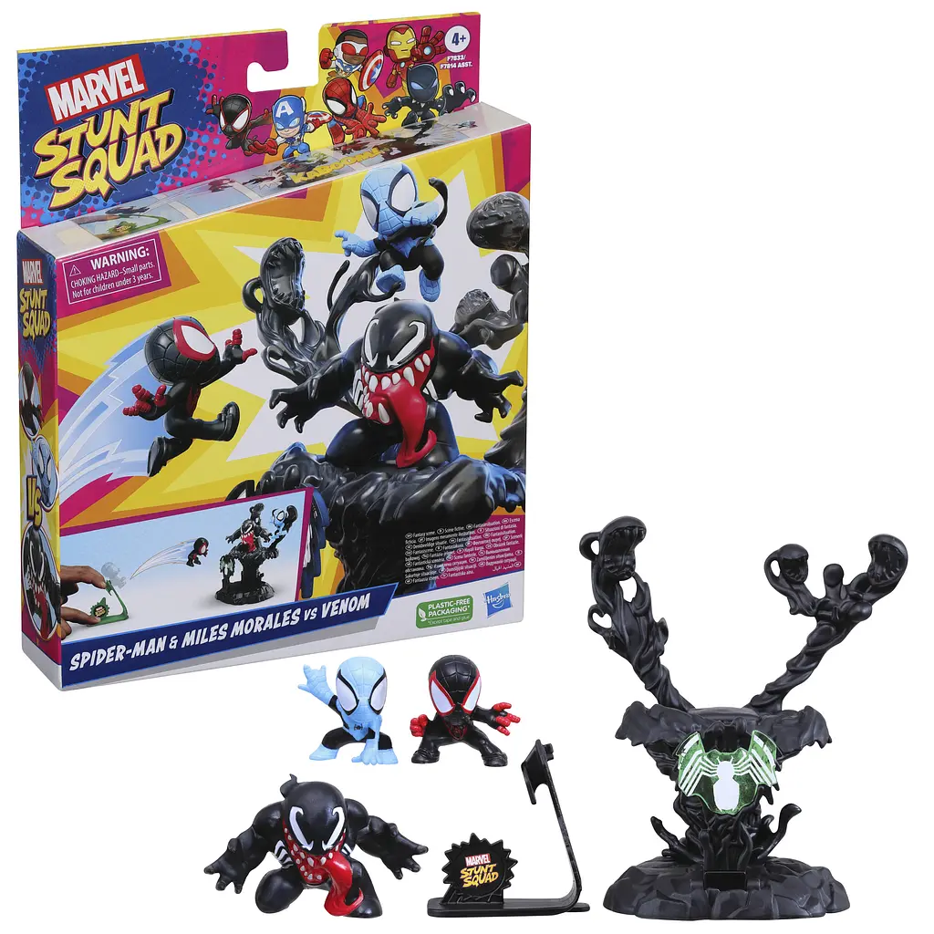Набір іграшковий Hasbro Marvel Stunt Squad Нокдаун злодія Spider-Man, Miles Morales, Venom (F7814_F7833) - фото 2