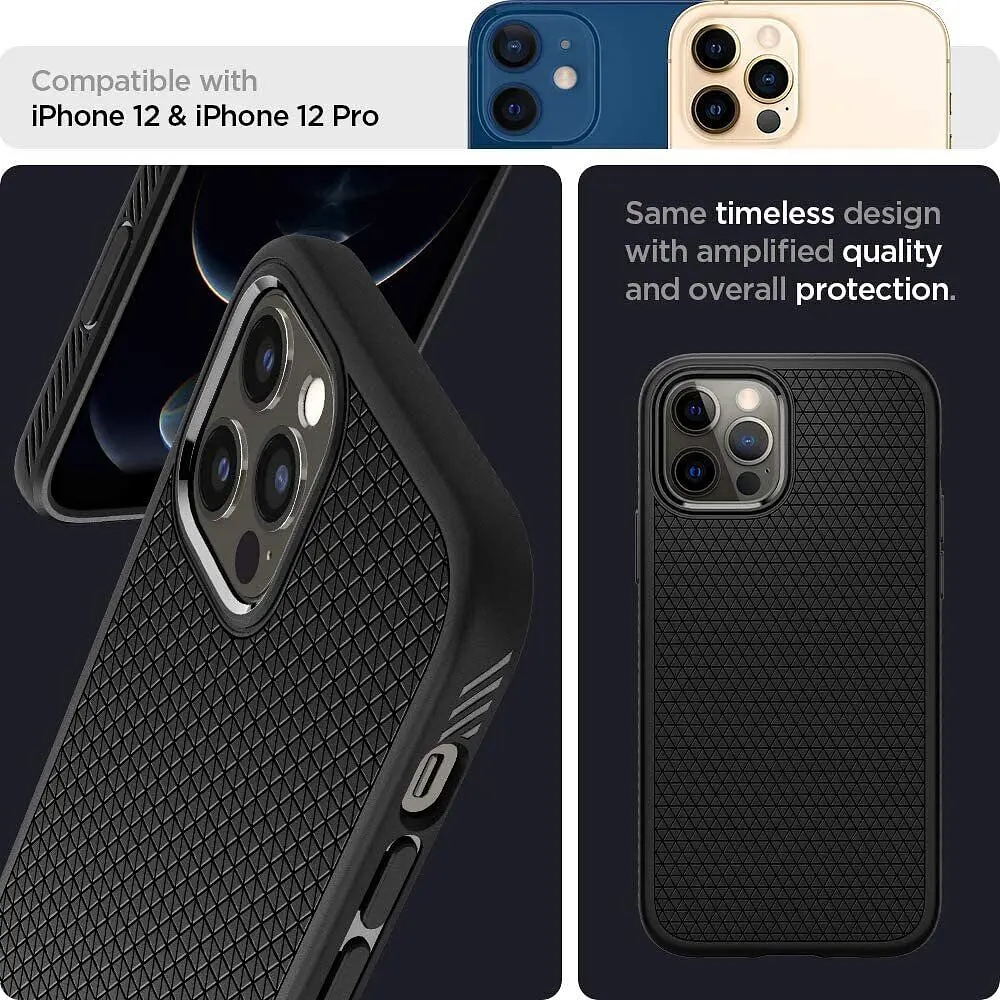 Чехол Spigen Liquid Air для iPhone 12 Pro/12 Matte Black (ACS01701) + защитное стекло - фото 14