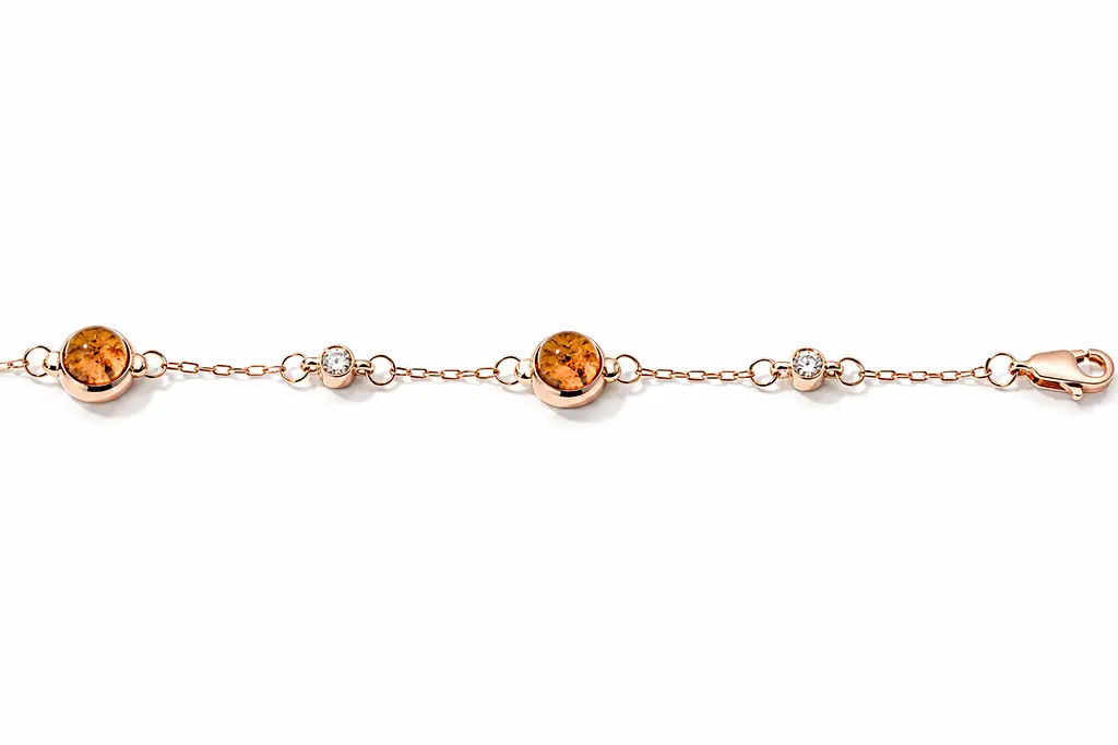 Жіночий золотий браслет із бурштином BR-0409 21.5 - фото 3