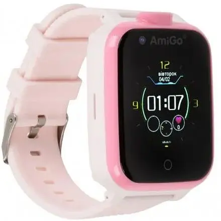 Дитячий смарт-годинник Amigo GO006 GPS 4G WIFI Videocall з відеодзвінком Pink Рожеві - фото 1
