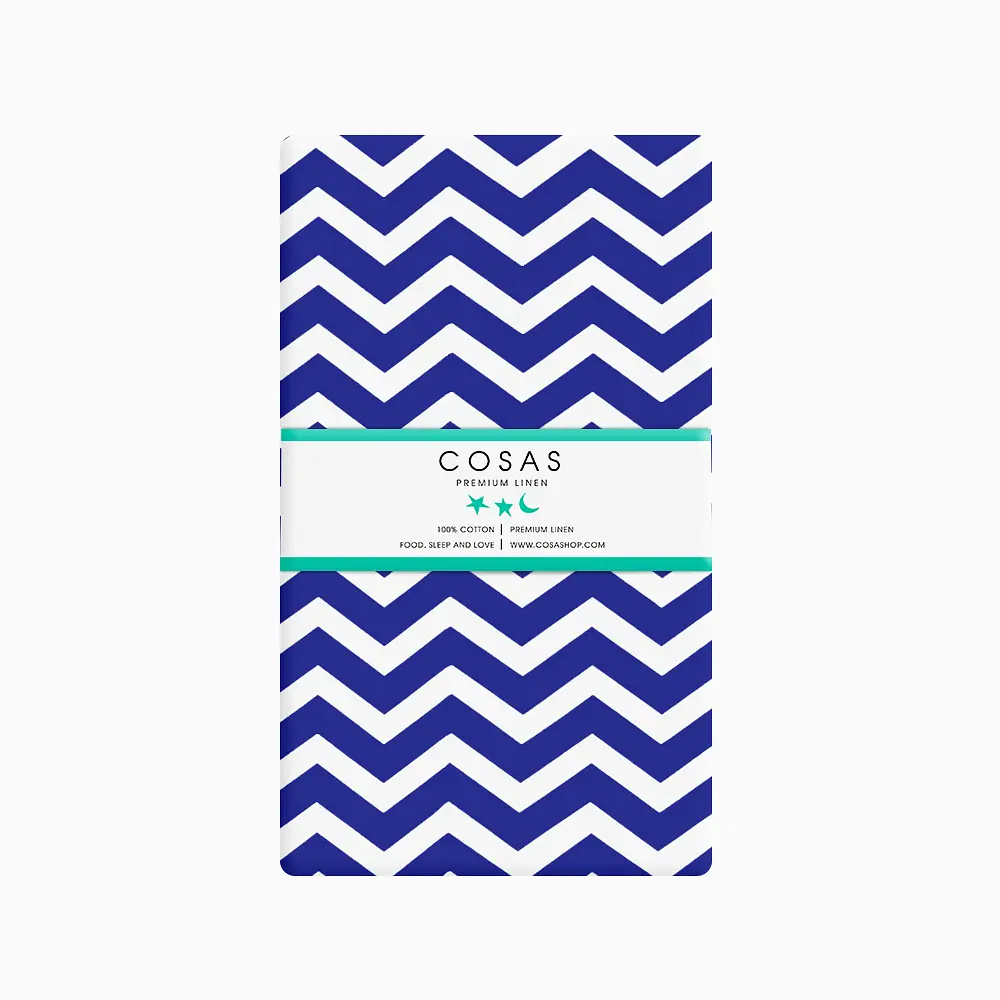 Простынь Cosas на резинке в детскую кроватку 60х120 dark blue zigzag, синий (Зигзаг_синий_15) - фото 5