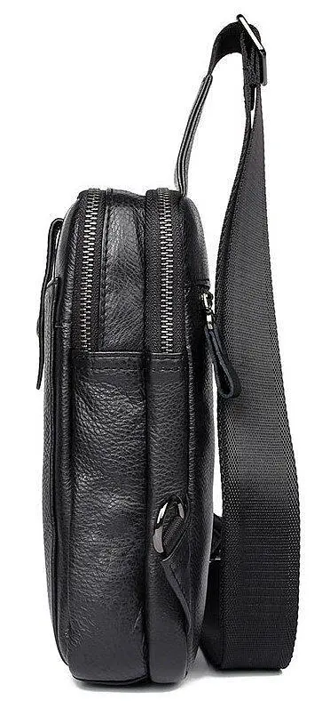 Сумка чоловіча шкіряна у зернистій шкірі через плече 14950 Vintage чорний - фото 9