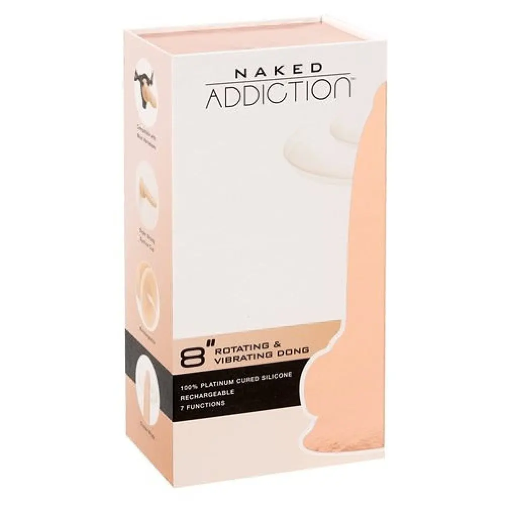 Фалоімітатор Addiction - Naked - 8 Rotating Vibrating Dildo with Remote - Vanilla з вібрацією та ротацією, 21.5х4.2 см - фото 3