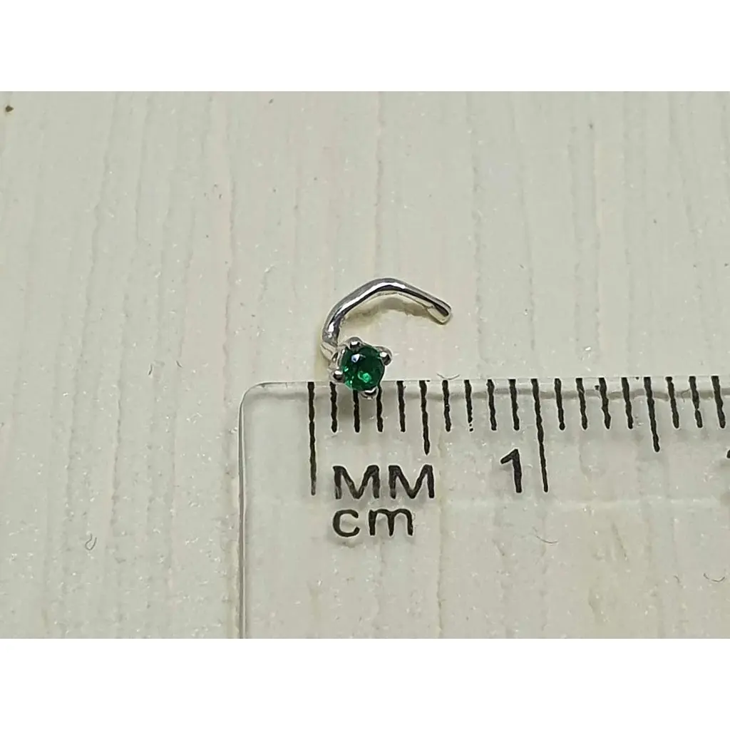 Срібна сережка-пірсинг в ніс Dear. 1018.1С Зелений - фото 4