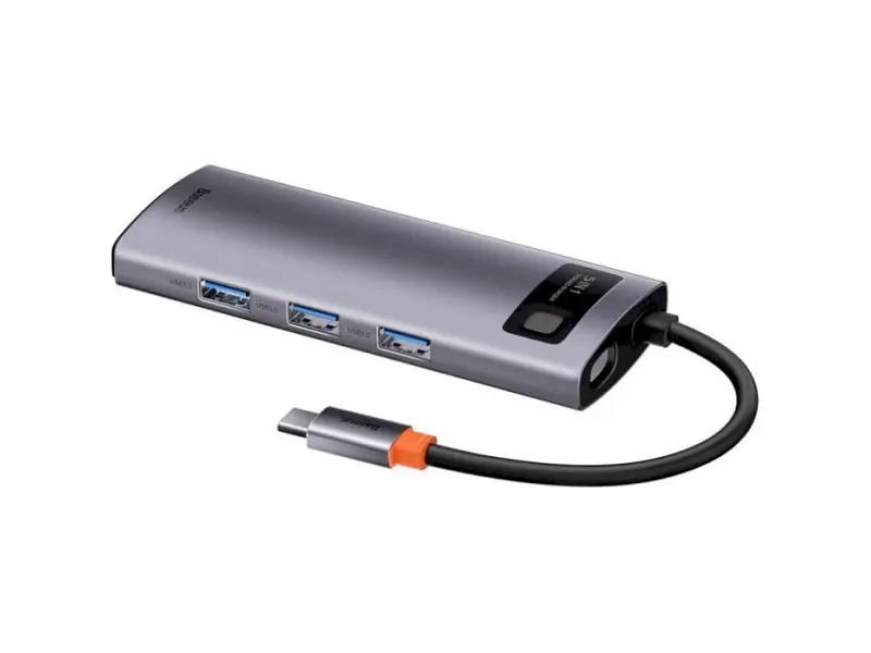 Док-станція для ноутбука BASEUS Metal Gleam Series 5-in-1 Multifunctional Type-C HUB Docking Station Space Gray (CAHUB-CX0G) - фото 3