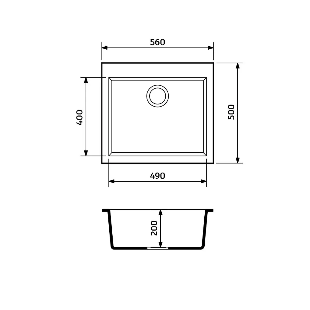 Кухонна мийка Adamant UNIVER чорний металік 560x500x200 мм, без крила 56 см - фото 2