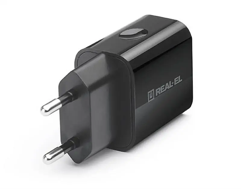 Сітчасте зарядне пристрій REAL-EL CH-210 (2USB, 2.1A) Чорний