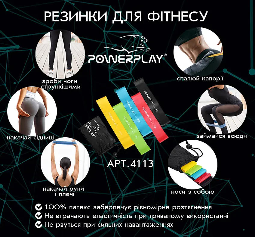 Набір фітнес гумок (PP-4113) PowerPlay 50х5 см fit0007543 - фото 8
