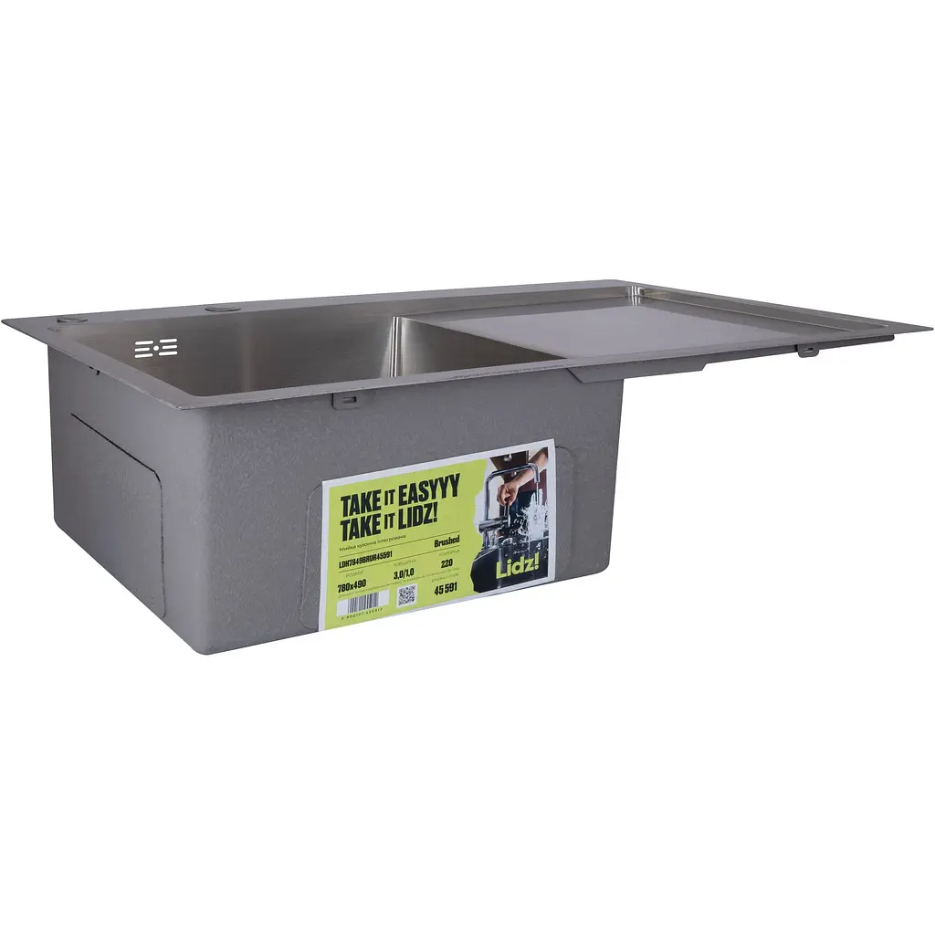 Мойка для кухни Lidz Handmade H7849R интегрированная крыло справа 3.0/1.0 мм Brushed Steel (LDH7849BRUR45591) - фото 2
