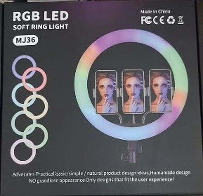 Кільцева RGB селфі - лампа, 36 см ∙ Світлодіодна лампа з пультом MJ36 - фото 5