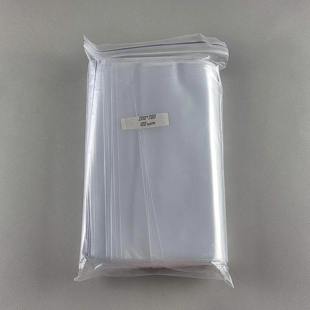 Пакети Zip-Lock прозорі 20x20 см, 100 шт, 50 мкм, поліетиленові пакети із застібкою - фото 3