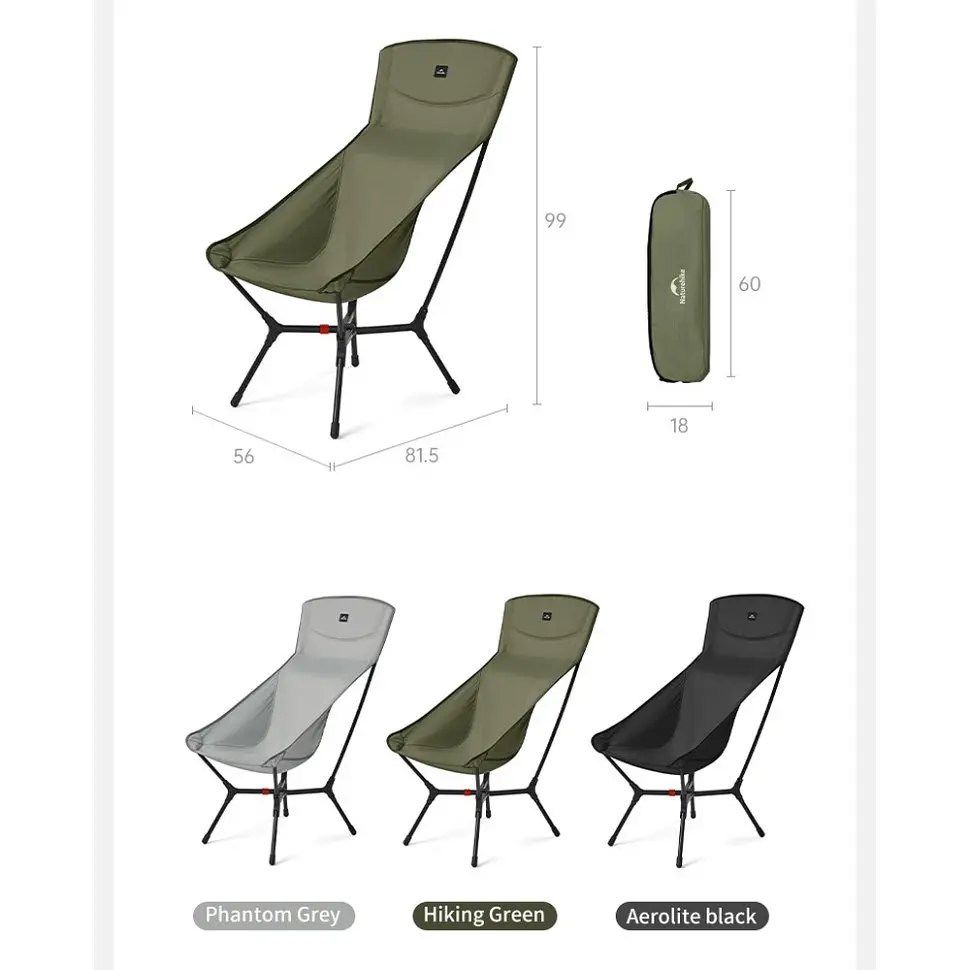 Стілець складаний ультралегкий Naturehike CNK2550JJ013 Yamami YL01, розмір L, алюміній, сірий - фото 5